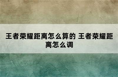 王者荣耀距离怎么算的 王者荣耀距离怎么调